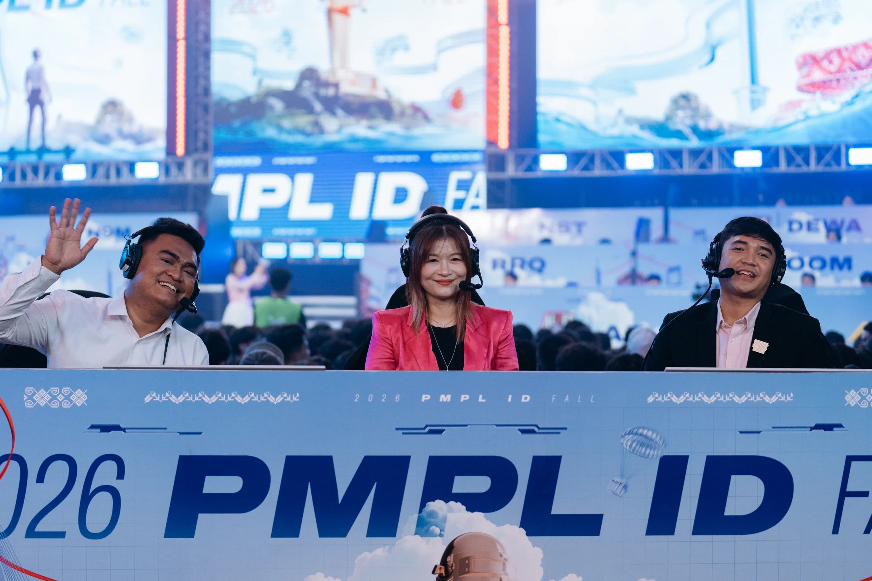Broadcast team at the PMPL ID Fall 2026 caster desk